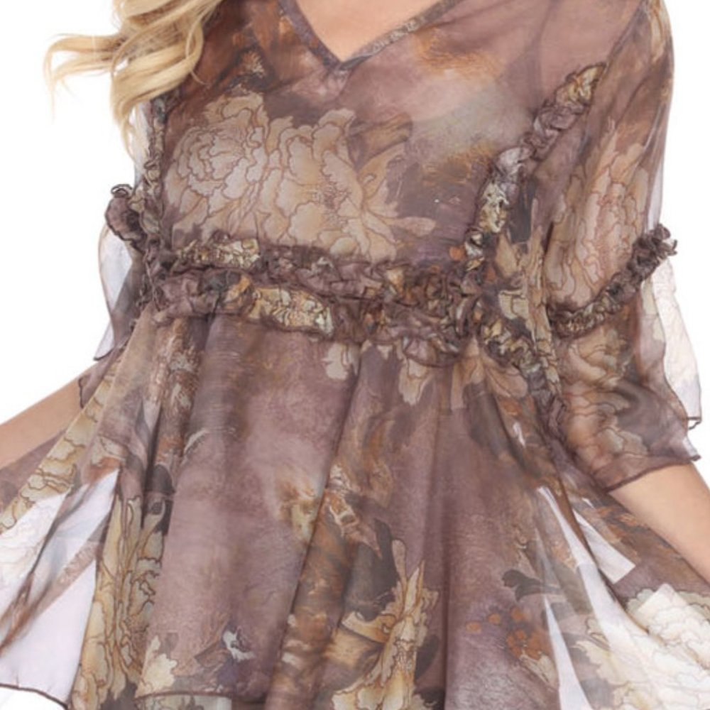 Western Bohemian gypsy FLORAL BLOUSE sexy SM-XL - Picture 4 of 4